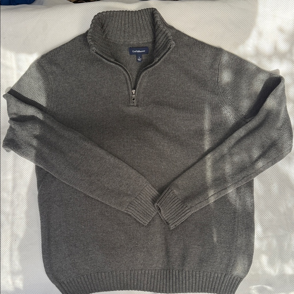 Croft & Barrow Charcoal Zip-Up Sweater - Large